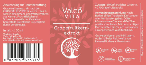 Valeo Vita Grapefruitkernextrakt Etikett